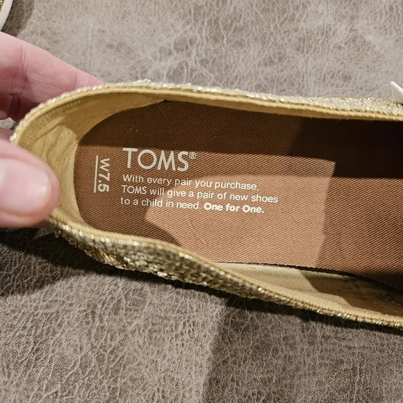 Toms Metallic Gold Crochet Shoes - Picture 6 of 7